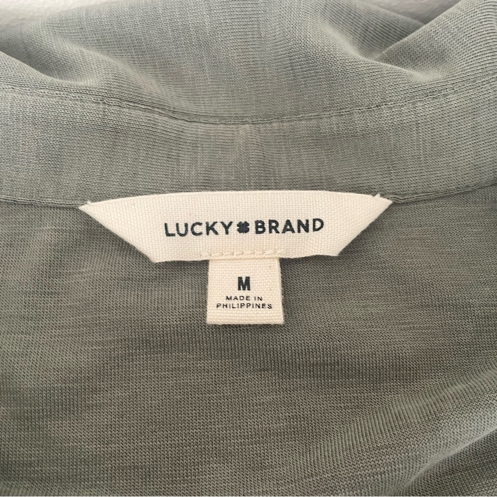 lucky brand olive sandwash long sleeve button front [medium] - Picture 5 of 5